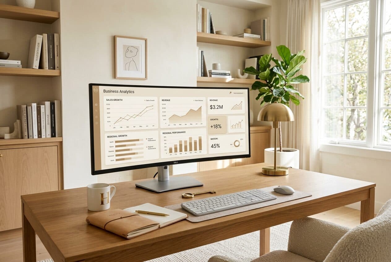 Affiliate analytics dashboard on a sunlit desktop screen.