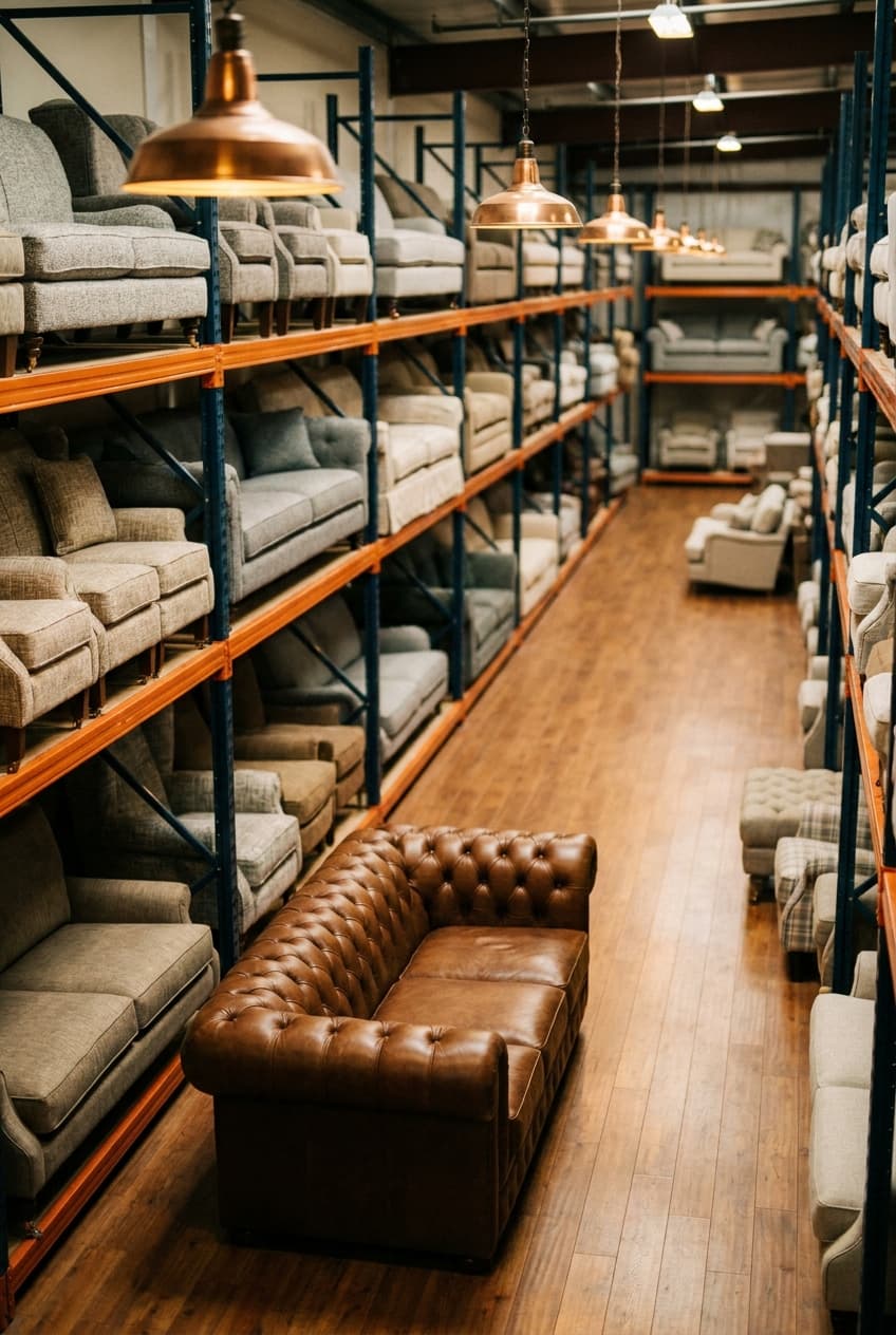 Warehouse operations lead checking inventory on a tablet