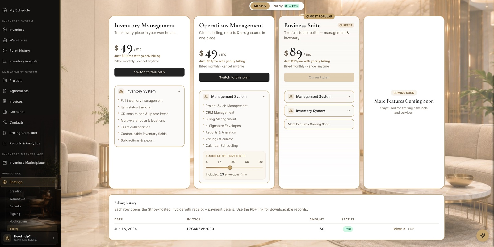 The plan picker