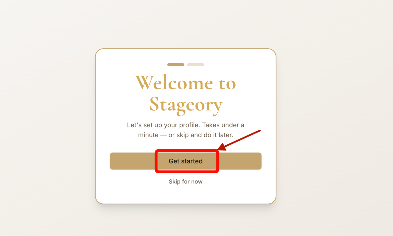 The onboarding welcome screen