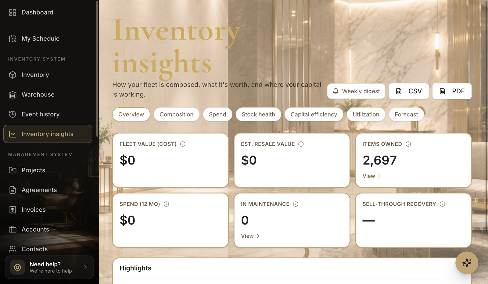 The Inventory Insights page