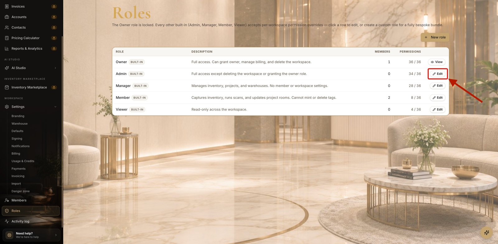 The Roles page