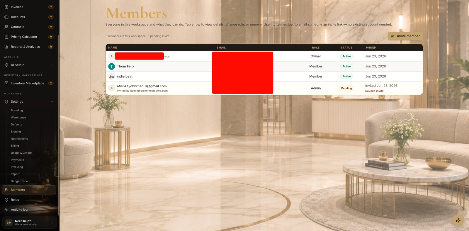 The Members list